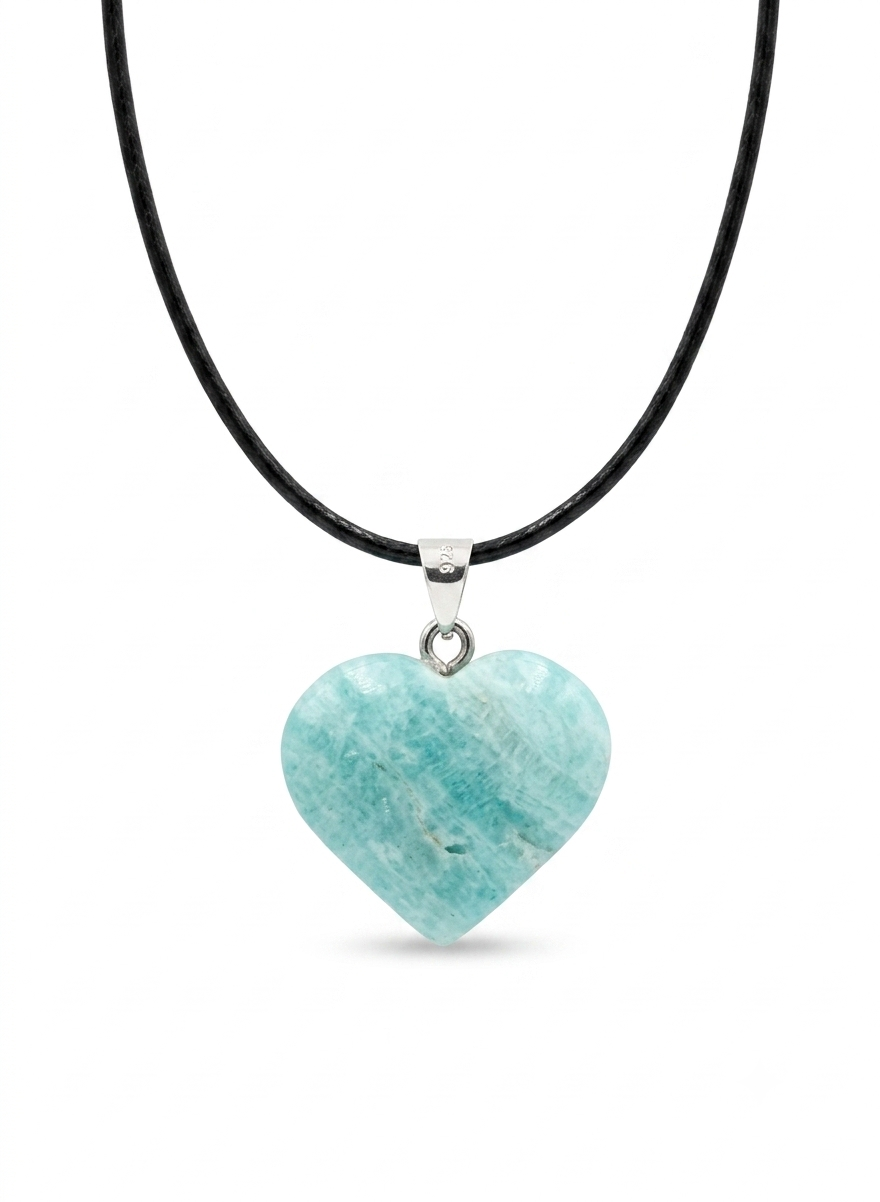 Natural Blue Aragonite Heart Necklace (Afghanistan Mines)